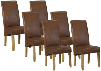 Vente-unique - Stuhl 6er-Set - Microfaser - Helles Holz - SANTOS