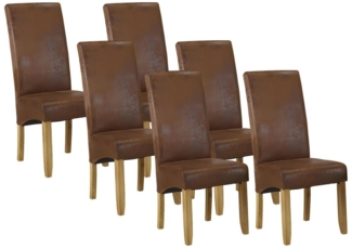Vente-unique - Stuhl 6er-Set - Microfaser - Helles Holz - SANTOS