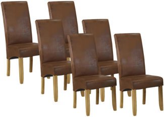 Vente-unique - Stuhl 6er-Set - Microfaser - Helles Holz - SANTOS