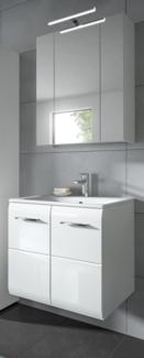 Badmöbel Set Cover in weiß Hochglanz 2-teilig 60 cm