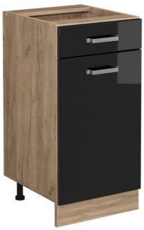 Vicco Unterschrank R-Line, Schwarz Hochglanz/Goldkraft Eiche, 40 cm ohne Arbeitsplatte