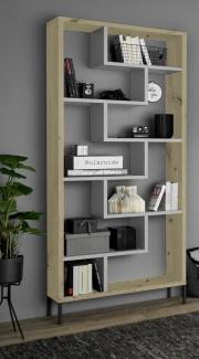 Raumteiler TETRIX Regal ca. 89 x 192 x 33 cm in Asteiche Nb. / Kreidegrau matt Lack