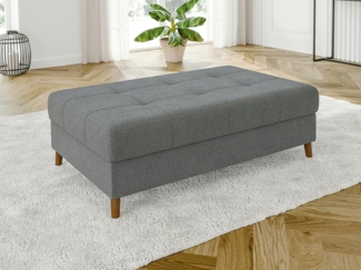 S-Style Möbel Polsterhocker Leif mit Braun Holzfüßen im skandinavischen Stil aus Boucle-Stoff, mit Wellenfederung