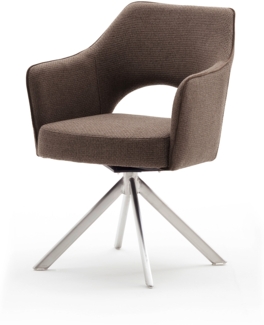 2er-Set Armlehnstuhl 'Tonala' - Vintage Cappuccino, Drehbar, Gestell Edelstahl gebürstet