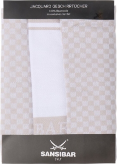 Sansibar Sylt Geschirrtuch Geschirrtücher-Set, 3-tlg, 50x70 cm, 100% Baumwolle, Premium Qualität, (Set, 3x Geschirrtuch, 50x70 cm, zwei verschiedene Designs), Jacquardgewebe, zwei verschiedene Motive