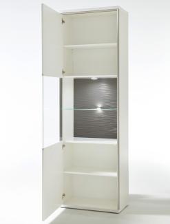 Vitrine Travis 4 weiß Hochglanz 64x201x38 cm Glasvitrine Wohnzimmer Türanschlag links