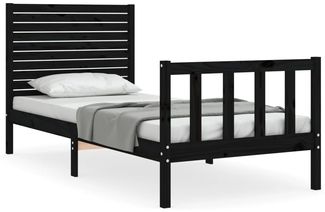 Betten für Erwachsene, Massivholzbett mit Kopfteil 75x190 cm Schwarz de1156