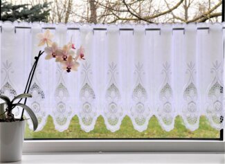 Stickereien Plauen Scheibengardine Blumen (1 St), Stangendurchzug, halbtransparent