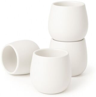 Goodwei Teeglas Japanisches Teebecher Set "Camellia White", modernes Design, 4-tlg, Keramik