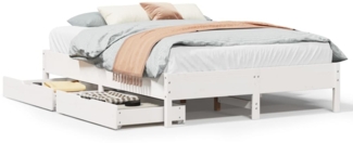 vidaXL Massivholzbett ohne Matratze Weiß 140x190 cm Kiefernholz 3301723