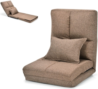 COSTWAY Bodenstuhl mit Verstellbarer Rückenlehne Hellbraun