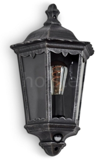 hofstein Außen-Wandleuchte »Viano« Wandlampe aus Metall/Glas in Schwarz-Silber/Klar, ohne Leuchtmittel, Wandleuchte m. E27,m. Bewegungsmelder