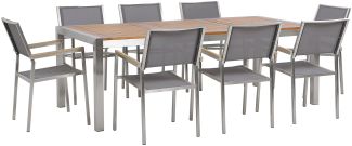 Essgruppe für 8 Personen GROSSETO Eukalyptusholz 220x100x74 cm Grau