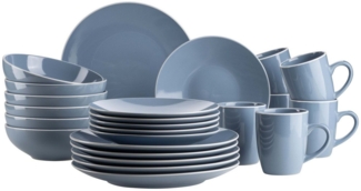 Mäser 931844 Kombiservice Elissa für 6 Personen, Steinzeug, blau (1 Set, 24-teilig)