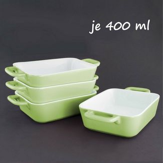 KVOTA Auflaufform 4-er Set rechteckig, keramik 400ml,MINI,ca. 9,5x4x13cm,für je 1 Portion, Keramik, (4-St), Antikratz-Glasur