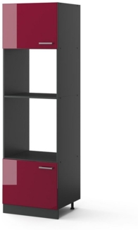 VICCO Küchenschrank R-Line Hängeschrank Unterschrank Küchenzeile Küchenunterschran Anthrazit (Bordeaux Hochglanz, Mikrowellenschrank)