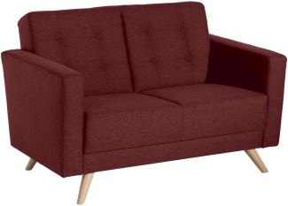 Sofa 2-Sitzer Karisa Bezug Flachgewebe Buche natur / rot 21925