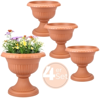 GarPet Blumentopf 4x Blumentopf mit Ständer Blumen Säule Topf Grabvase Terrakotta 30 cm