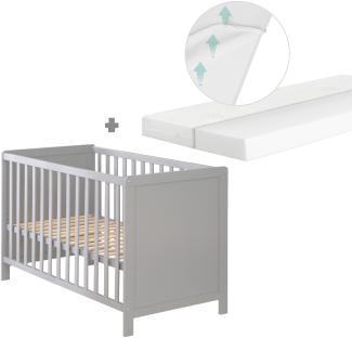 roba 2-in-1 Beistell- & Babybett 60x120 + 'safe asleep®' Matratze, taupe, höhenverstellbar, 5 Schlupfsprossen, inkl. Lattenrost und Matratze