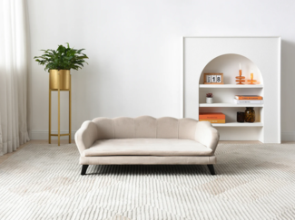 Vente-unique - Tiersofa - 97 x 59 x 35 cm - Samt & Holzgestell - Beige - PARUPA