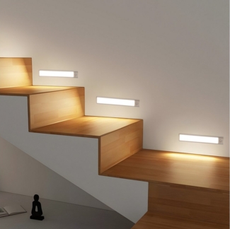 ZMH LED Unterbauleuchte mit Bewegungsmelder Aufladbar Schranklicht USB 1500mAh Flur Cabinet, Augenschutz, Einfache Installtion, LED fest integriert, 3000-6500K, 20CM Dimmbar 3 Farbtemperatur Schrankleuchte Schlafzimmer