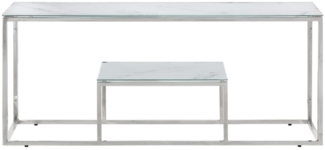 vidaXL Couchtisch Silbern Edelstahl und Hartglas 350019