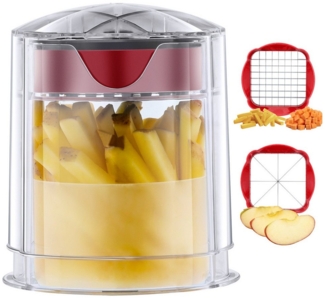 Refined Living Gemüse-Scheibenschneider Pommesschneider und Kartoffelschneider mit 2 Edelstahl Klinge, (Gemüseschneider Frittenschneider Schnellschnitt, 1-tlg, Kartoffelhacker Obstschneider für Kartoffeln Karotten, Gemüse und Obst), Kartoffelhacker kar...