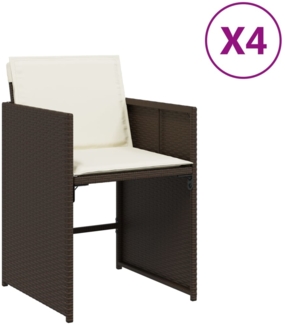 vidaXL Gartenstühle mit Kissen 4 Stk. Braun Poly Rattan 364986