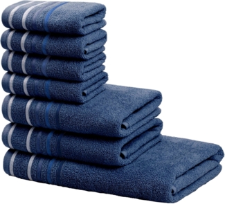 my home Handtuch Set Niki, Duschtuch, Handtücher und Gästetücher, Walkfrottee (Set, 7-St), Handtücher mit mehrfarbiger Streifenbordüre, aus 100% Baumwolle, weich