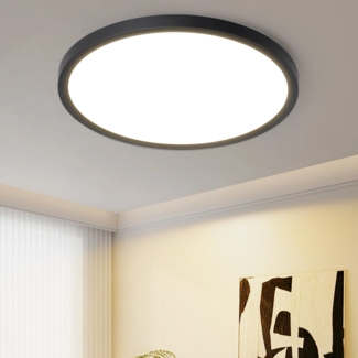 ZMH Deckenlampe LED Deckenleuchte Flach - Schlafzimmerlampe 18CM Badezimmerlampe 15W Küchenlampe Schlafzimmer Schwarz Deckenbeleuchtung Flurlampe Decke Badlampe 3000K für Küche Flur