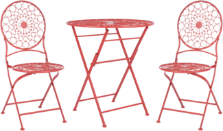 Beliani 'Scario' Bistro-Set, 3-teilig, Tisch + 2x Stuhl, Metall, Rot