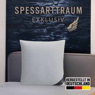 SPESSARTTRAUM 3-Kammer-Kopfkissen Exklusiv, Kissen ist made in Germany, Füllung: 90% Daunen / 10% Federn, Klasse 1, Downpass zertifiziert (Außenkammern), Bezug: 100% Baumwolle, Made in Green, Hausstauballergiker geeignet, gute Stützkraft, Seitenschläfe...