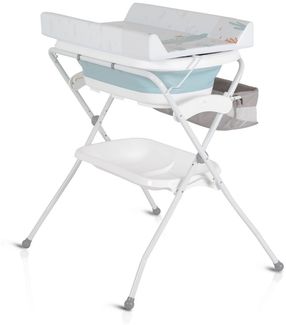 Cangaroo Babywanne Wickeltisch Como 2 in 1 faltbar, Wickelauflage, Zubehörfach blau