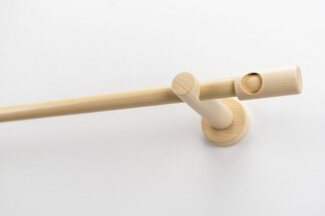GARESA Gardinenstange PANDRI, Ø 20 mm, 1-läufig, Wunschmaßlänge, mit Bohren, verschraubt, Holz, Vorhanggarnitur, verlängerbar, gerader Knopf mit Ausschnitt