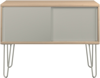 MultiRange Sideboard, natürliche Eiche, Schiebetüren aus Stahl, 4 Stahlfüße, Maße: H 752 x B 1000 x T 450 mm, Farbe: natürliche Eiche/lichtgrau