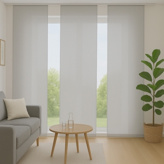 Flächenvorhang mit Klettband, Paneelwagen und Schleuderstab, ( BxL ) 60x245 cm in Hellgrau, blickdichte Schiebegardine mit Klett in vielen Farben