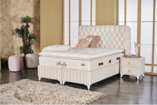 Pointhome Boxspringbett Set, Bss Bedding, Fluffy, Orthopädische Matratze, (mit Nachttischen) (1 x H3 Matratze, 2 x Bettkasten, 1 x Bettkopfteil, 2 x Nachttisch), 7 Zonen Allergenfrei und Atmungsaktiv, Matratze mit Topper