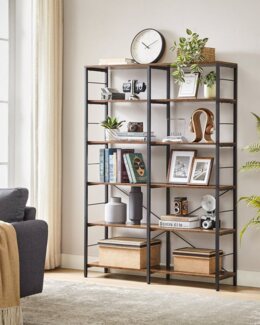 VASAGLE Bücherregal, Standregal mit 4 Ebenen, 30 x 120 x 109,4 cm, Industrie-Design, für Wohnzimmer, Arbeitszimmer