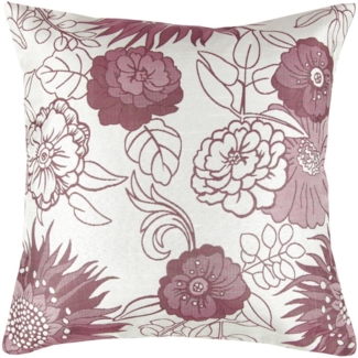 Arsvita Kissenhülle 40x40xcm Blumenmuster (Silbergrau - Bordeaux)
