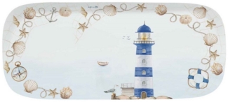 EasyLife Servierteller Blue Lighthouse, Porzellan, Spülmaschinengeeignet, Mehrfarbig, Motiv: Leuchtturm