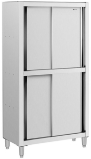 Royal Catering Vorratsschrank 100 x 50 x 180 cm Geschirrschrank Edelstahl Hochschrank Schiebetüren
