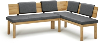 Eckbank Damita aus Massivholz 194 x 155 x 84 Küchenbank massiv Kernbuche geölt/Grau 12181-194155