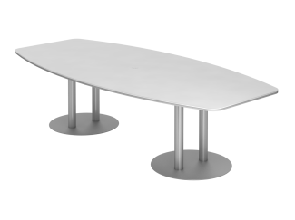 Konferenztisch KT28S 280x130cm Säulenfuß Weiß Gestellfarbe: Silber