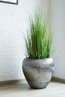 VIVANNO Blumentopf Fiberglas TEMPEST Rund - Solissilber Mit Muster (1 St), 45x41 cm