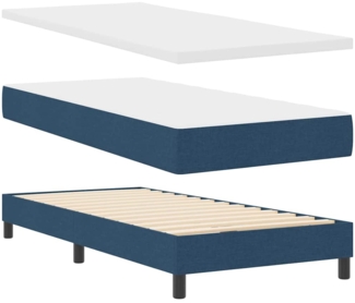 vidaXL Boxspringbett mit Matratze mit Matratze Blau 90 x 200 cm Stoff 3340009