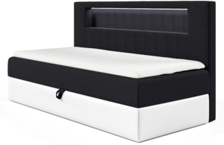 MEBLINI Kinderbett mit Bettkasten GARETH 2 100x200 – H3/Schwarz Samt Gepolstert Einzelbett mit Matratze - Polsterbett mit Stauraum - Bett mit Kopfteil – Stauraumbett