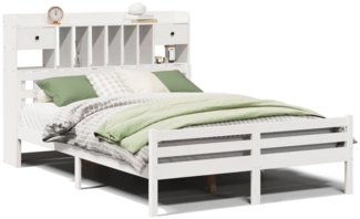 vidaXL Massivholzbett mit Regal ohne Matratze Weiß 140x200 cm Kiefer 3322264