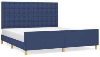 Doppelbett mit Kopfteil Stoff Blau 180x200 cm