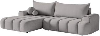 Selsey 'Dandelino' Ecksofa mit Schlaffunktion, Stauraum und Samtbezug, grau, links, 80 x 275 x 168 cm