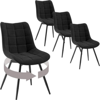 Woltu Esszimmerstuhl (4 St), mit Rückenlehne, Sitzfläche aus Samt, Metallbeine